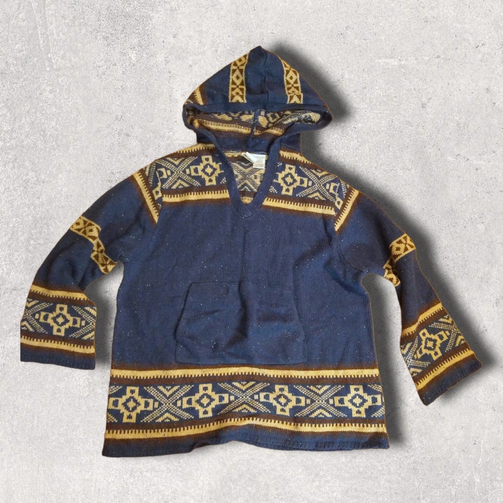 vintage donegal speckled tweed wool hoodie size large